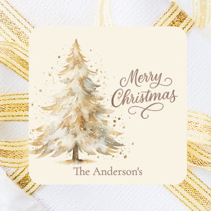 Cream mocha tree Christmas Square Sticker