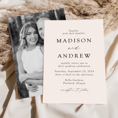 Cream Modern Elegance Photo Wedding Invitation