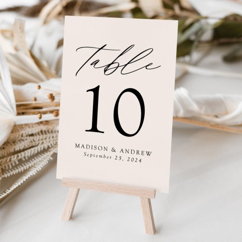 Cream Modern Elegance Wedding Table Number