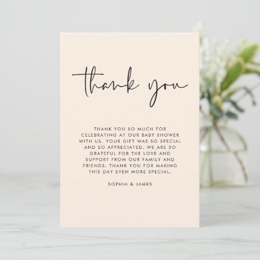 Cream Modern Gender Neutral Baby Shower Thank You Invitation | Zazzle