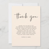 Cream Modern Gender Neutral Baby Shower Thank You Invitation | Zazzle