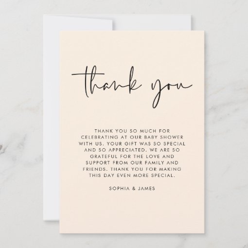 Cream Modern Gender Neutral Baby Shower Thank You Invitation | Zazzle