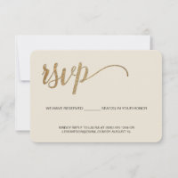 Cream Modern Gold RSVP no mailing Reserved Seat