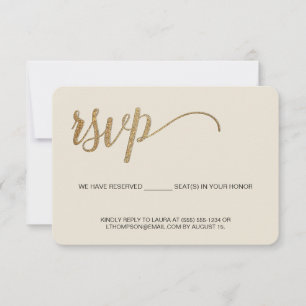 Cream Modern Gold RSVP no mailing Reserved Seat Card