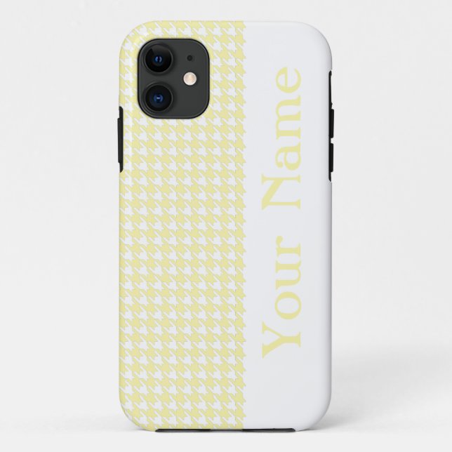 Cream Modern Houndstooth with name Case-Mate iPhone Case (Back)