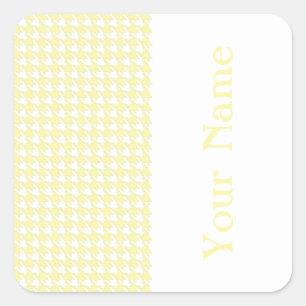 Cream Modern Houndstooth with name Square Sticker