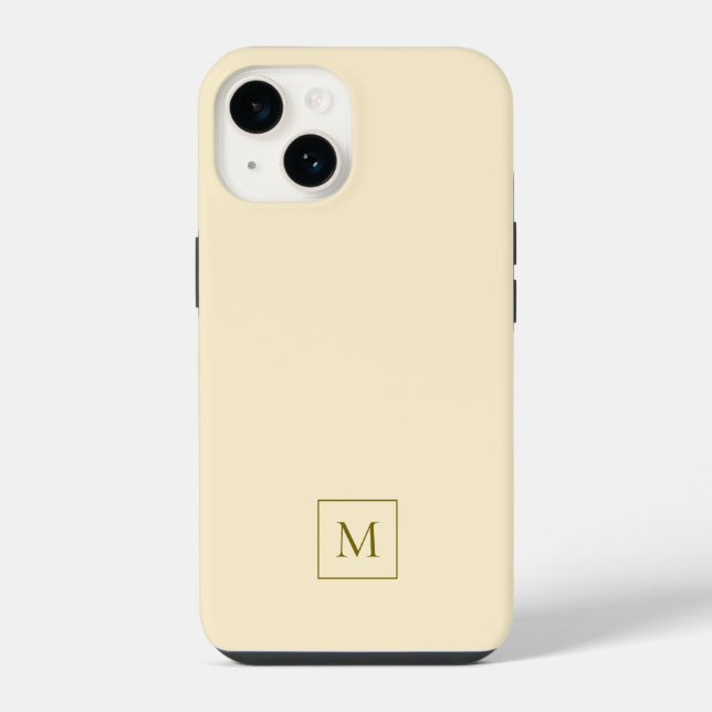 Cream Modern Minimal Elegant Initial Monogram Iphone Case (Back)