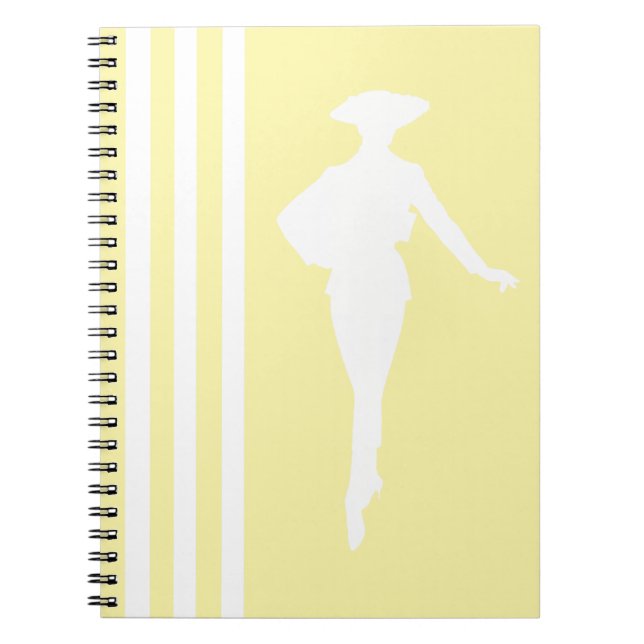 Cream Modern Stripes with Fashion Silhouette Notebook (Front)