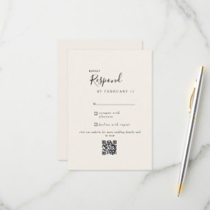 Cream Modern Wedding QR Code RSVP 