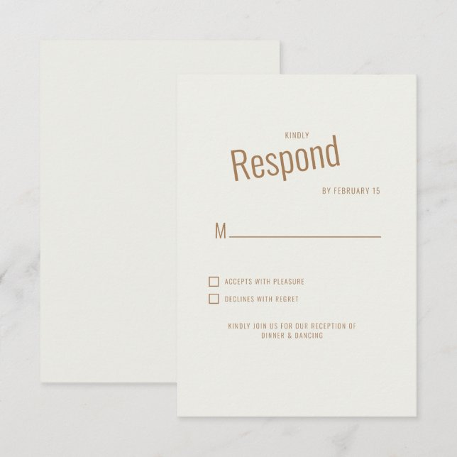 Cream Modern Wedding RSVP Card (Front/Back)