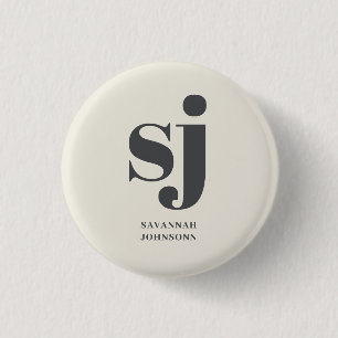 Cream monogram initials button