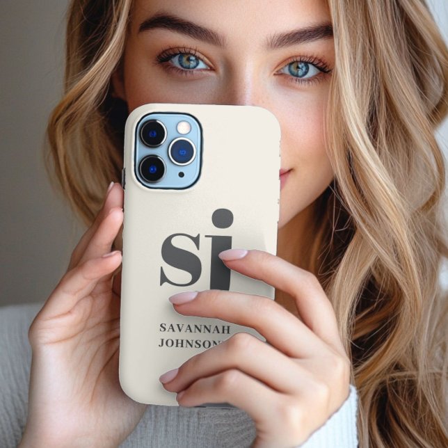 Cream monogram initials  Case-Mate iPhone case (Creator Uploaded)