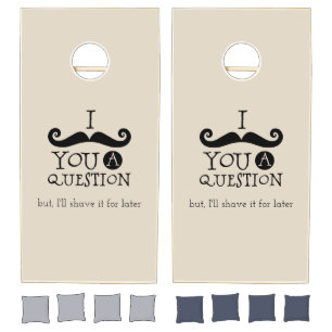 Cream Mustache You A Question Humor Cornhole Set