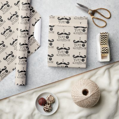 Cream Mustache You A Question Humor Father&#39;s Day Wrapping Paper