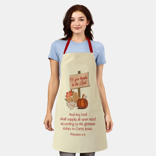Cream | MY GOD SHALL SUPPLY | Christian Scripture Apron (Worn)