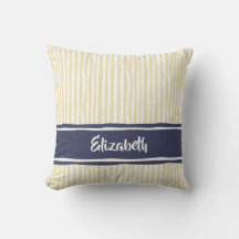 Cream Navy Hand Drawn Stripe Name