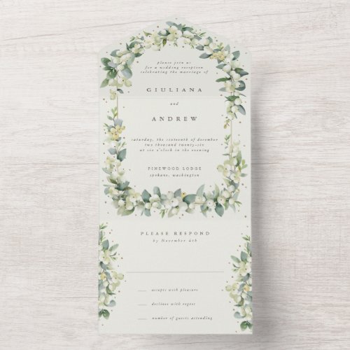 CreamNavy SnowberryEucalyptus Reception Only All In One Invitation