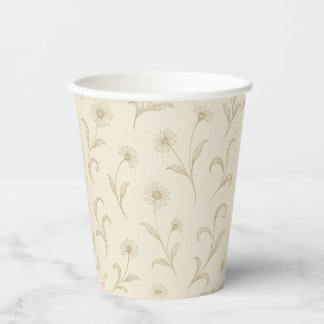 Cream Neutral Dainty Flower Botanical Paper Cups