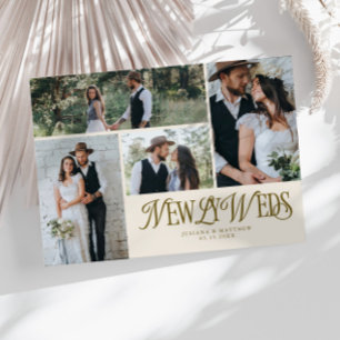 Cream Newlyweds Multi Photo Wedding Announcement