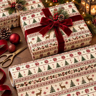 Cream Nordic Christmas Wrapping Paper