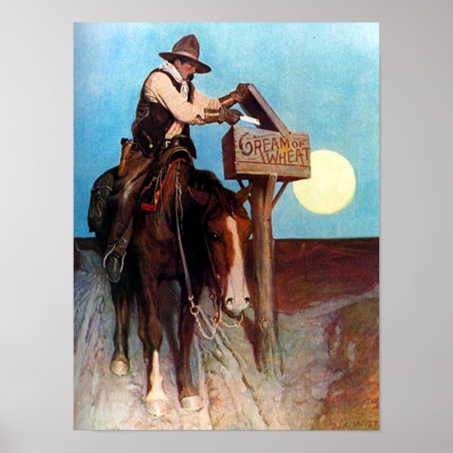 Cream of Wheat Cowboy Postman N C Wyeth Circa 1908 Poster (Front)