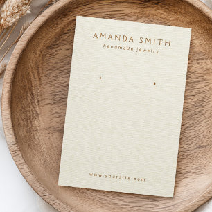 Cream off-white linen look earring display card