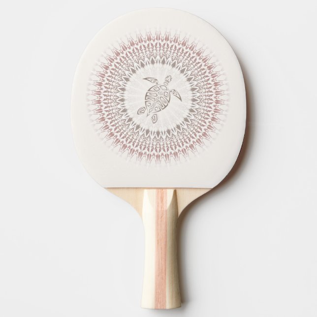 Cream Ombre Turtle And Mandala Ping Pong Paddle (Front)