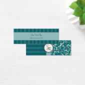 Cream on Teal Floral Wisps & Stripes with Monogram (Desk)