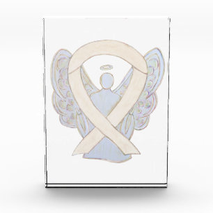 Cream or Ivory Awareness Ribbon Angel Paperweights Award