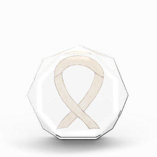 Cream or Ivory Awareness Ribbon Award Paperweight