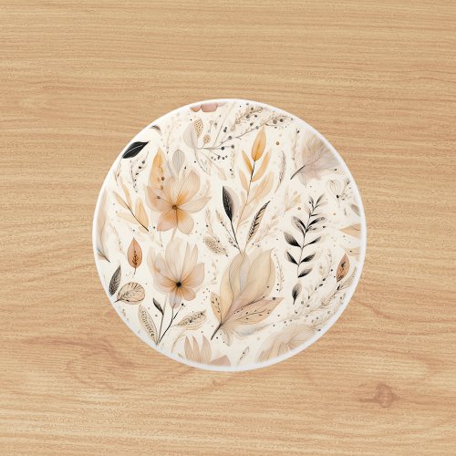 Cream orange floral pattern ceramic knob