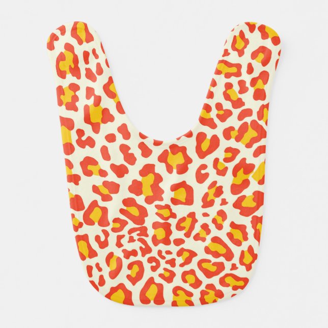 Cream, Orange, Gold Leopard Print Bib (Front)