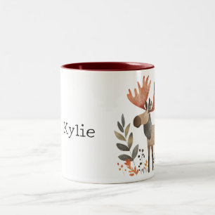 Cream Orange Moose Two-Tone Coffee Mug