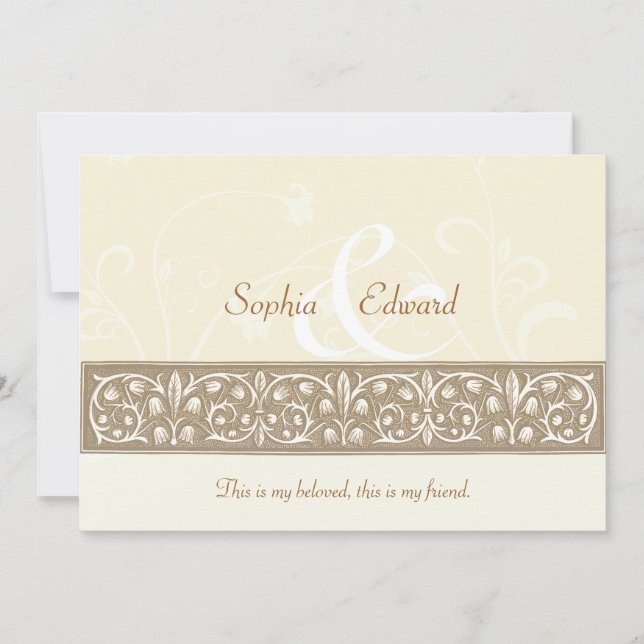 Cream Ornamental Frieze Wedding Invitation (Front)