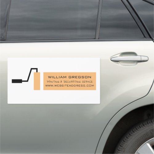 Cream Paint Roller Painter  Decorator Car Magnet