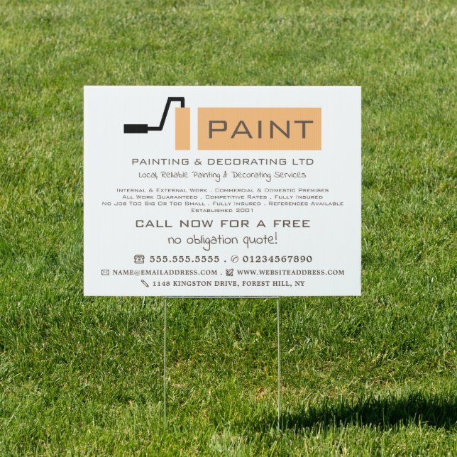 Cream Paint Roller, Painter & Decorator Sign (Insitu)