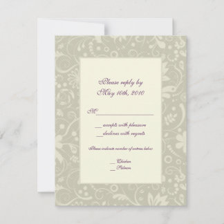 Cream Paisley Wedding RSVP Note Card