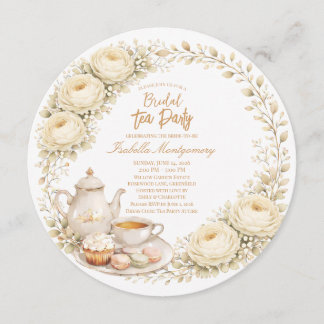 Cream Palette Tea Party Bridal Shower Invitation