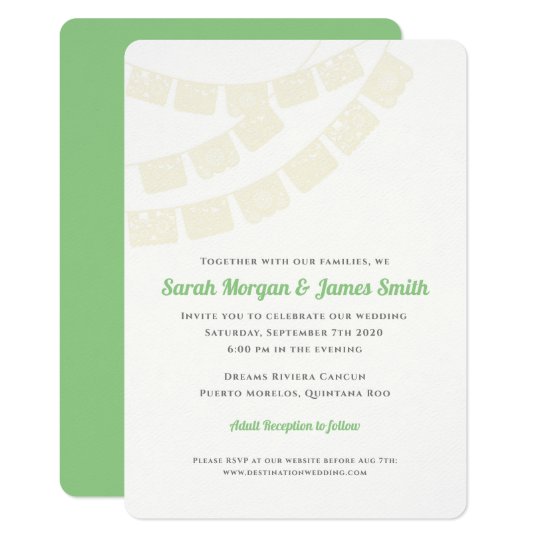 Cream Papel Picado Destination Wedding Fiesta Invitation Zazzle Com