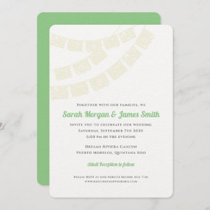 Cream Papel Picado Destination Wedding Fiesta Invitation