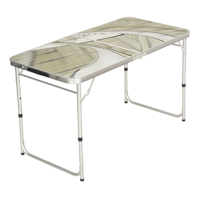 Cream Pastel Autumn Abstract Art Beer Pong Table (Angled)