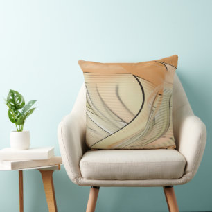 Cream Pastel Autumn Abstract Art Throw Pillow