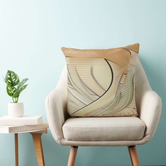 Cream Pastel Autumn Abstract Art Throw Pillow (Chair)