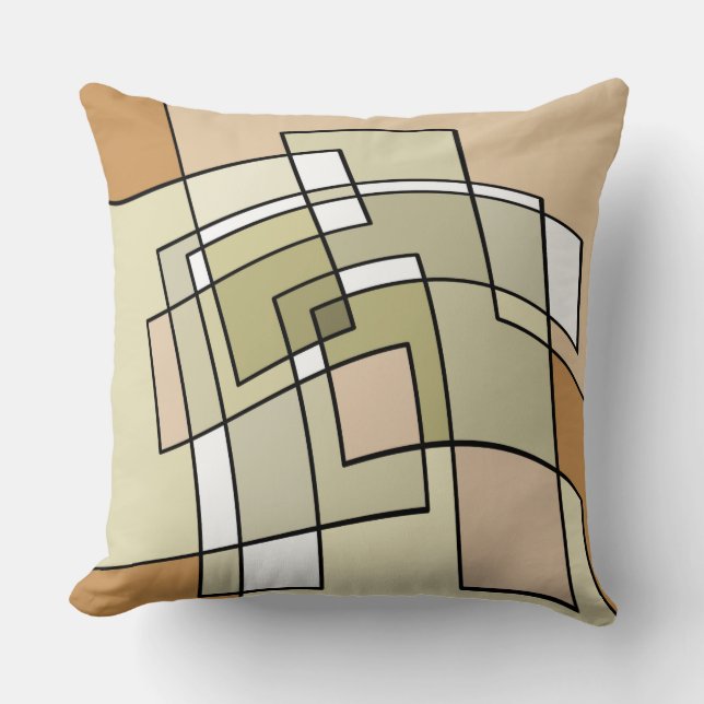 Cream Pastel Autumn Abstract Art Throw Pillow (Front)
