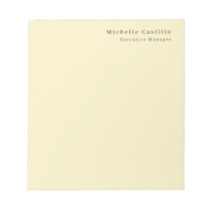 Cream Pastel Color Minimalist Modern Plain Name Notepad
