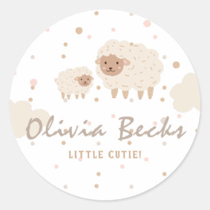Cream Pastel Illustrative Baby Shower Classic Round Sticker