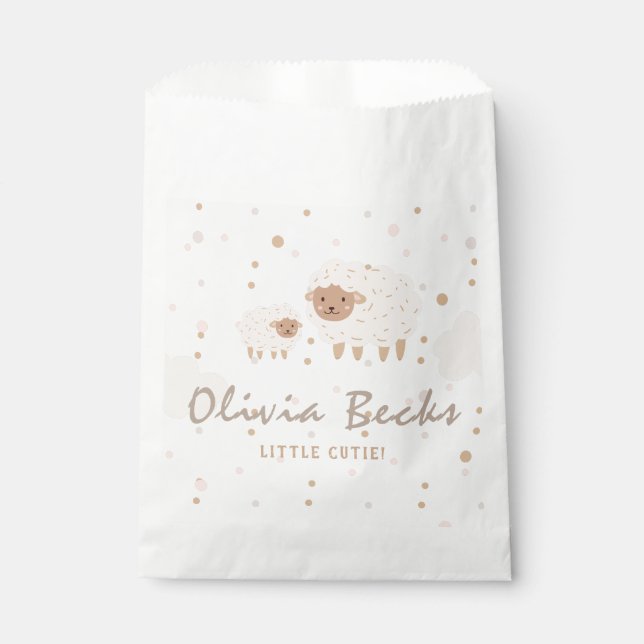 Cream Pastel Illustrative Baby Shower Favor Bag (Front)