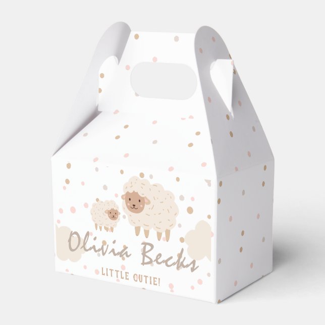 Cream Pastel Illustrative Baby Shower Favor Boxes (Front Side)