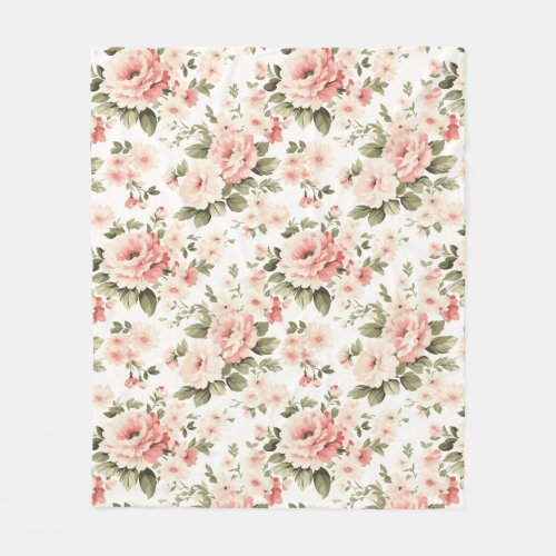 Cream pastel roses  fleece blanket