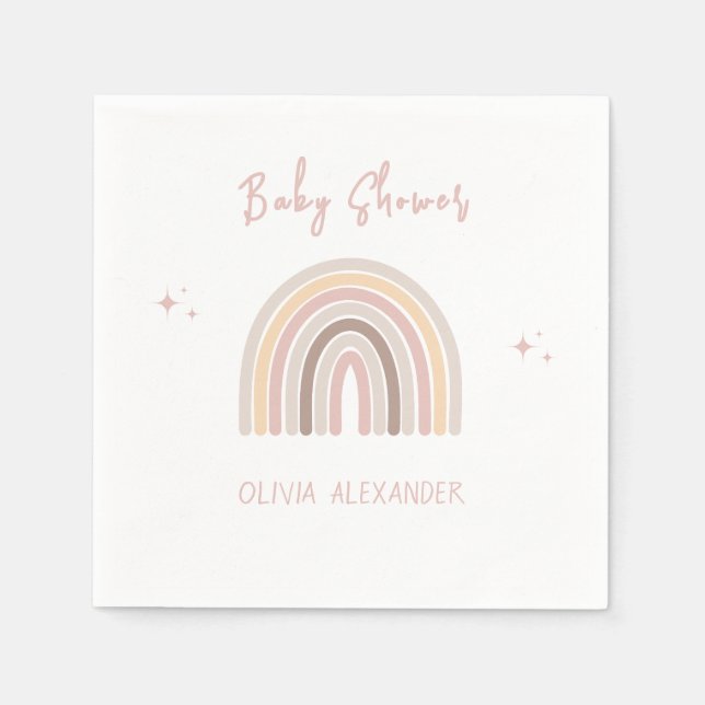 Cream Pastel Simple Minimalist Baby Shower Napkins (Front)